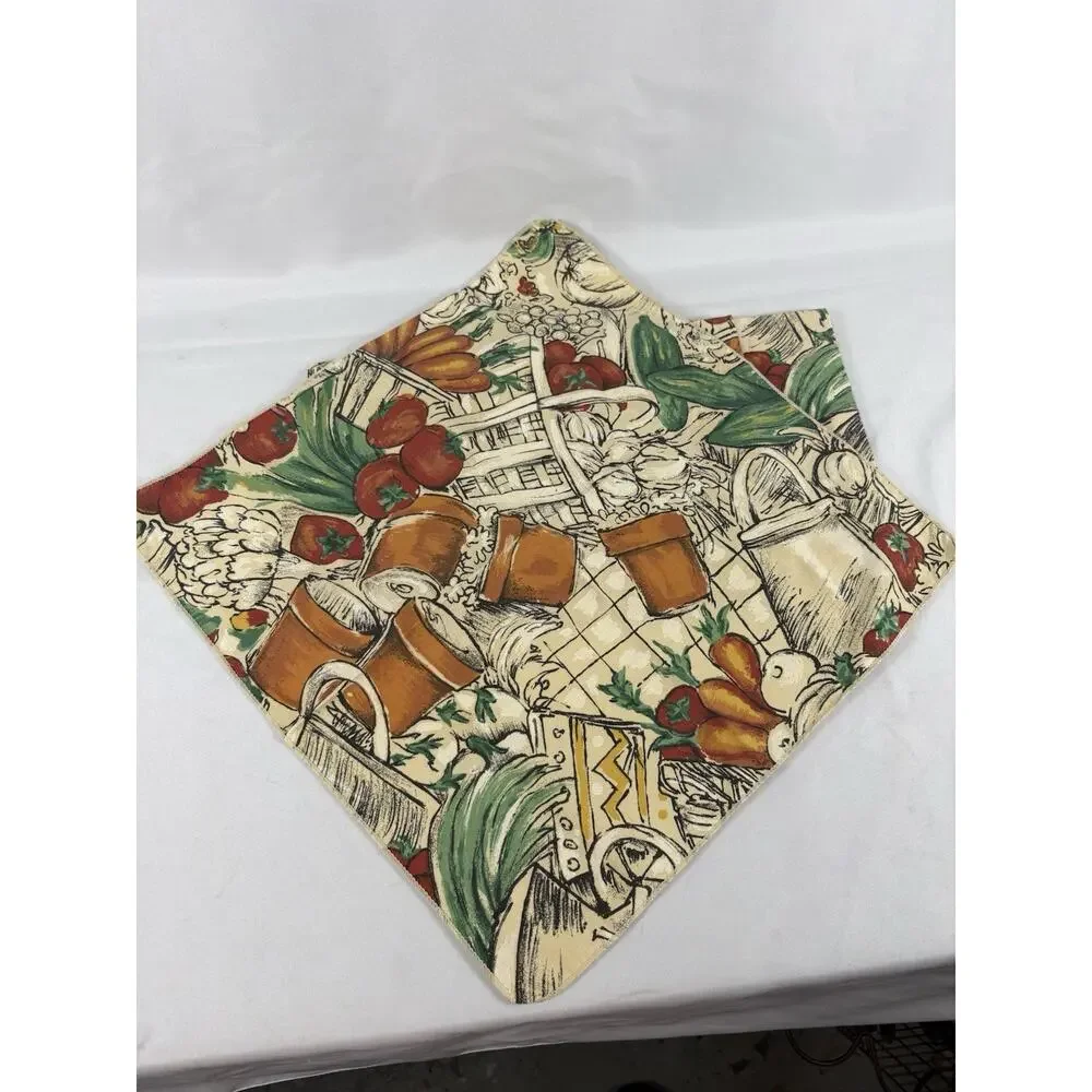 6 Vintage Garden Theme Cotton Placemats With Matching Napkins